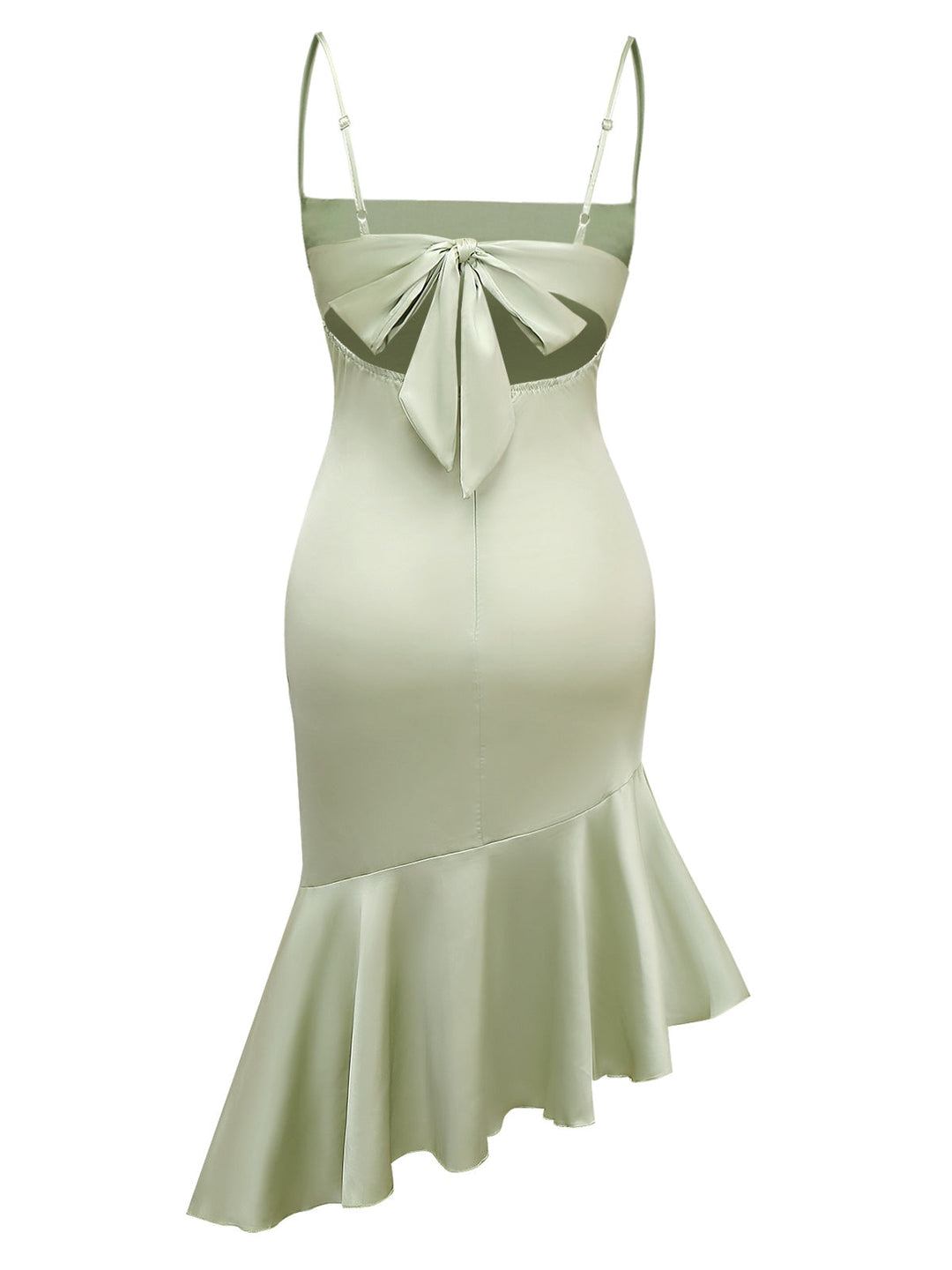Green 1930s Solid Cowl Neck Ruffled Mermaid Dress - vintage dress, retro fashion