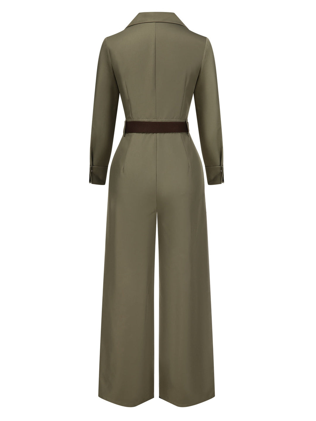 Green 1930s Solid Lapel Belted Jumpsuit, vintage romper, retro jumpsuit - perfect for women who love vintage and retro fashion