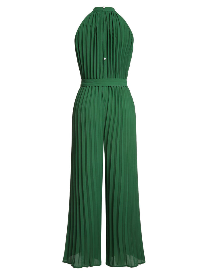 Green 1930s Solid Pleated Halter Jumpsuit — vintage elegance for the modern woman