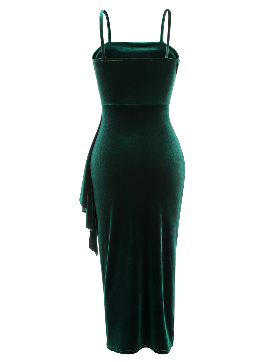 Green 1930s Spaghetti Strap Velvet Slit Dress, vintage dress, retro fashion - perfect for women who love vintage and retro fashion