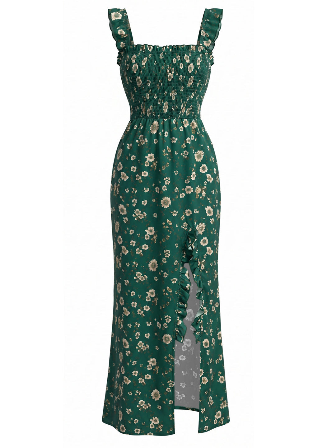 Green 1930s Square Neck Maxi Dress, vintage dress, retro fashion - perfect for women who love vintage and retro fashion