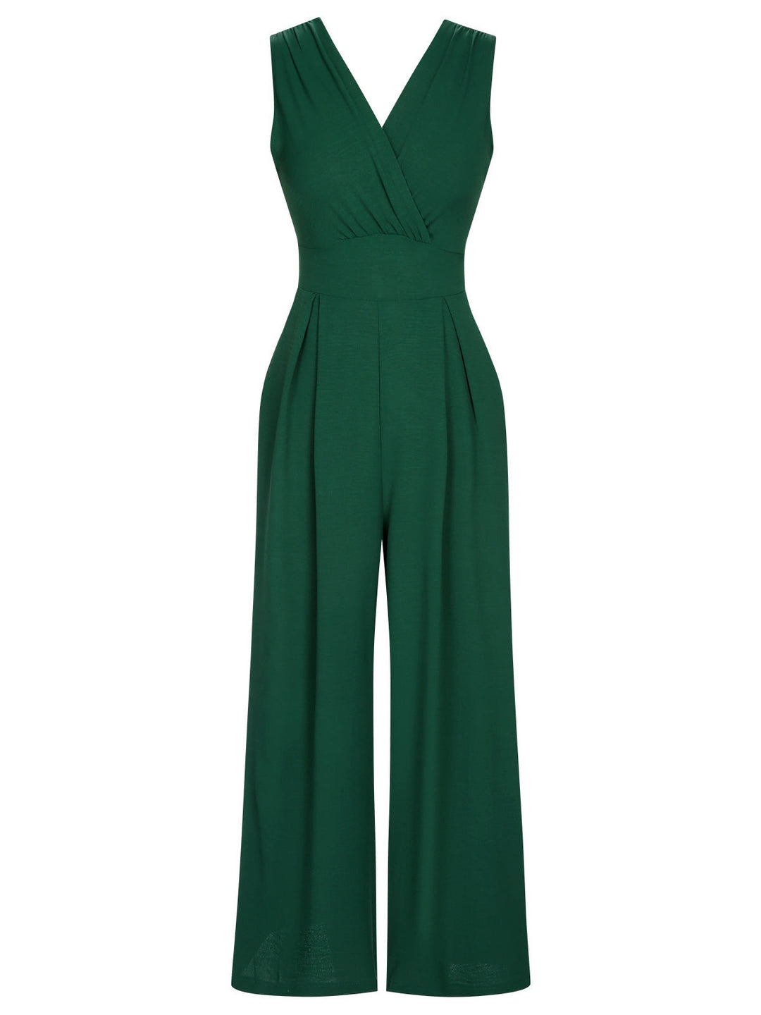 Green 1930s V-Neck Sleeveless Jumpsuit, vintage romper, retro jumpsuit - perfect for women who love vintage and retro fashion