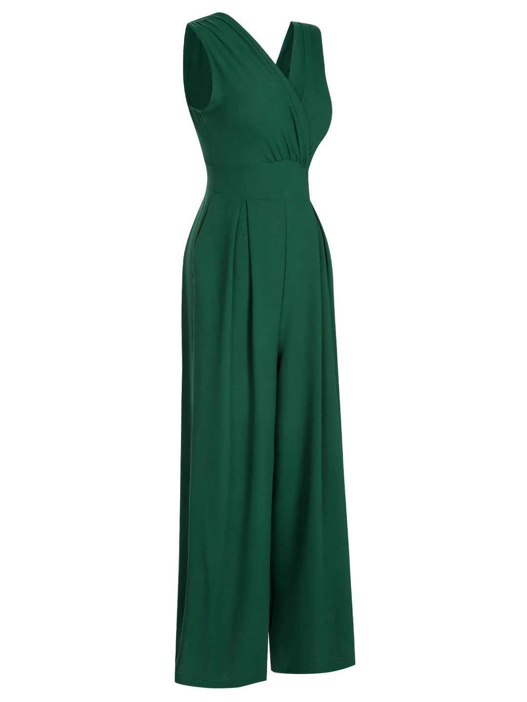 Green 1930s V-Neck Sleeveless Jumpsuit, vintage romper, retro jumpsuit - perfect for women who love vintage and retro fashion