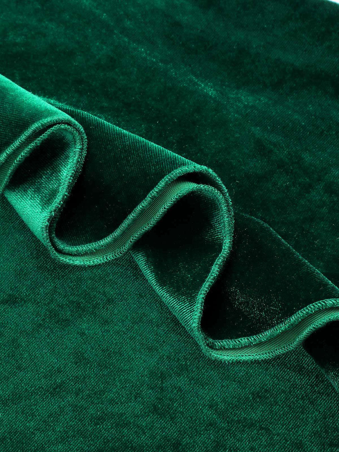 Green 1930s Velvet Off-Shoulder Ruffle-Trim Mermaid Dress, vintage dress, retro fashion - perfect for women who love vintage and retro fashion
