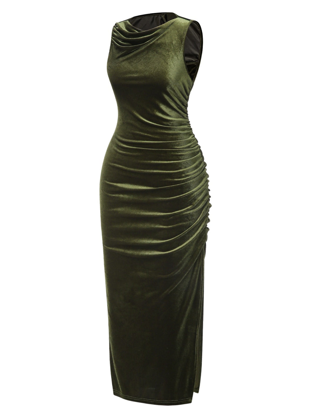 Green 1930s Velvet Pleated Bodycon Dress, vintage dress, retro fashion - perfect for women who love vintage and retro fashion