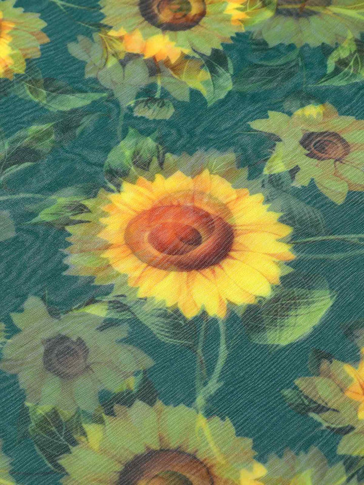Green 1940s Chiffon Sunflowers Cover-up, vintage fashion, retro style - perfect for women who love vintage and retro fashion