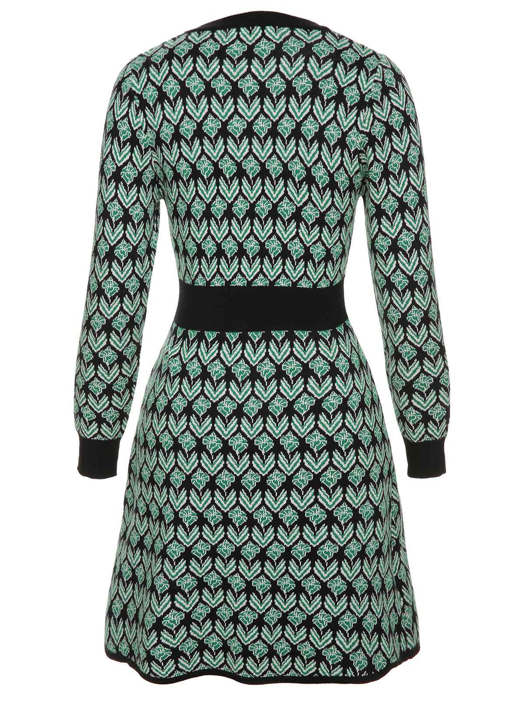 Green 1940s Knitted Floral A-Line Dress, vintage dress, retro fashion, floral print - perfect for women who love vintage and retro fashion