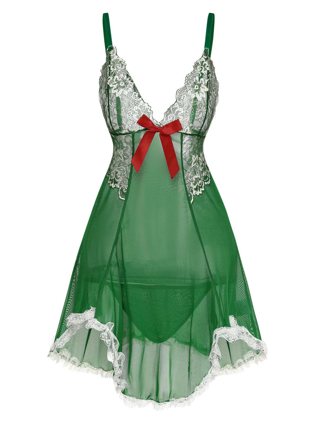 Green Lace Patchwork Sheer Nightgown, vintage fashion, retro style - perfect for women who love vintage and retro fashion