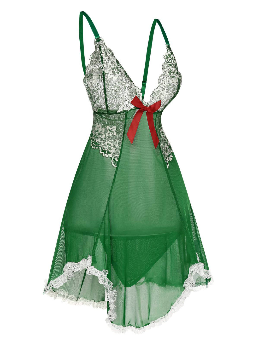 Green Lace Patchwork Sheer Nightgown, vintage fashion, retro style - perfect for women who love vintage and retro fashion
