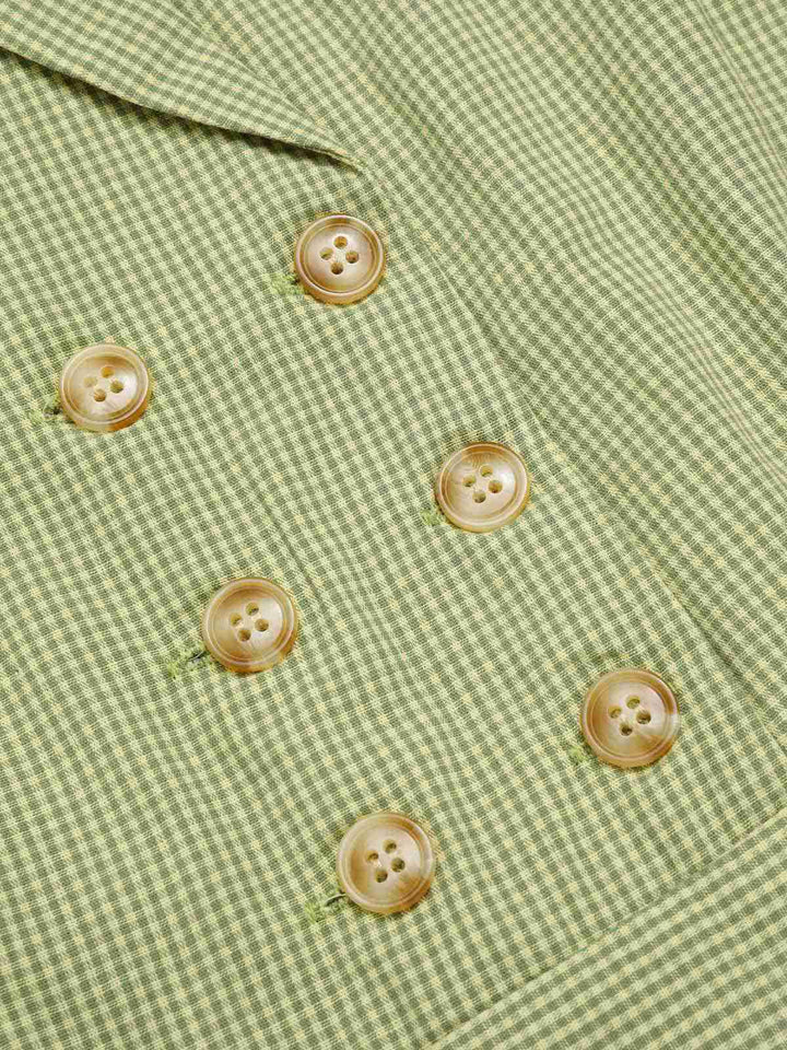 Green 1940s Lace Plaid Cotton Patchwork Dress: where 1940s romance meets her modern spirit