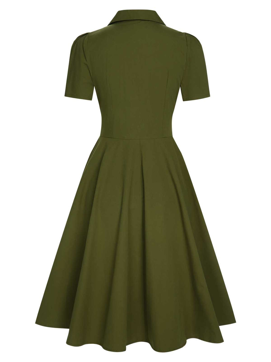 Green 1940s Lapel Buttoned Solid Dress — the kind of 1940s dress that makes strangers smile