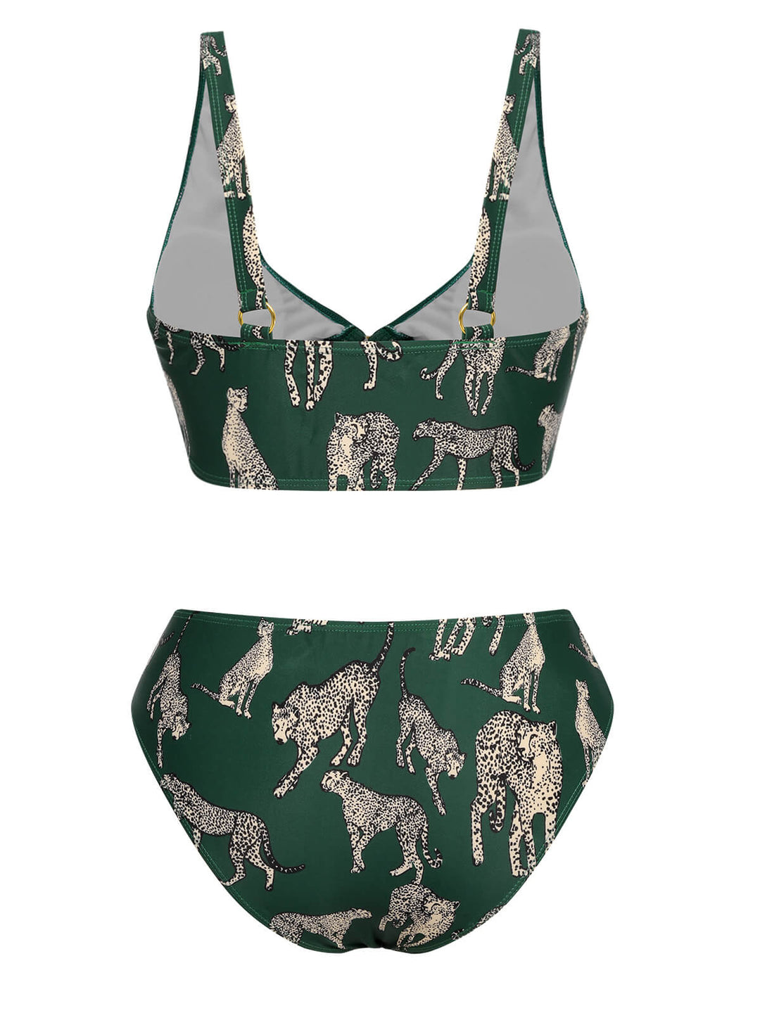 Green Leopard Halter Split Swimsuit, vintage swimsuit, swimwear - perfect for women who love vintage and retro fashion