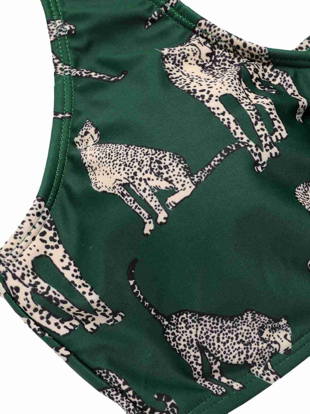 Green Leopard Halter Split Swimsuit, vintage swimsuit, swimwear - perfect for women who love vintage and retro fashion