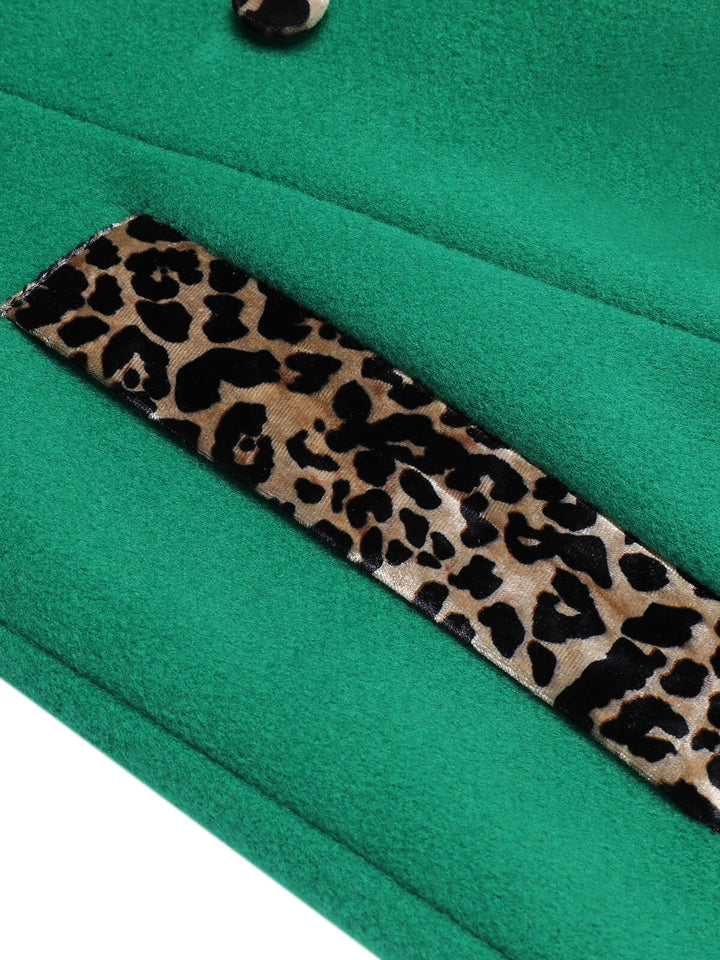 Green 1940s Leopard Patchwork Button Coat, vintage coat, outerwear - perfect for women who love vintage and fashion
