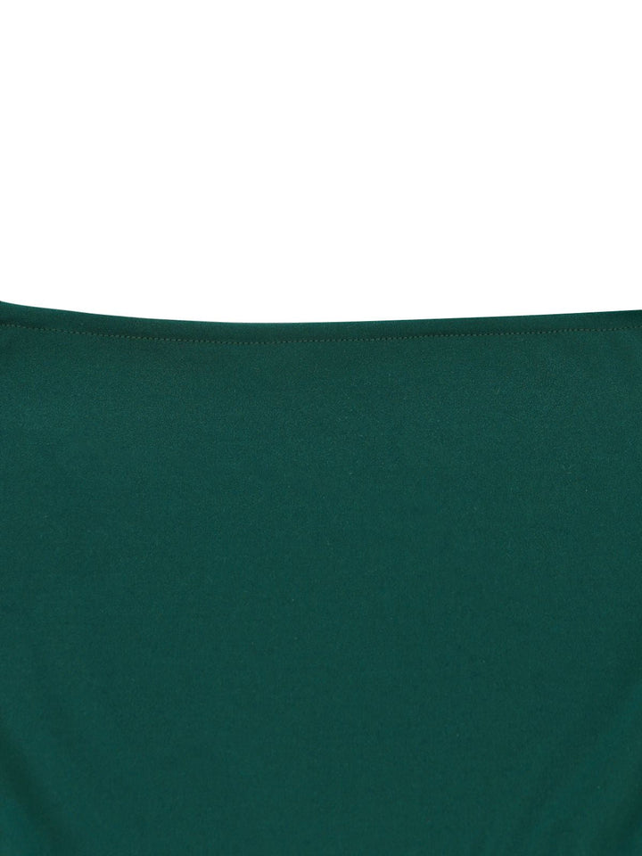 Green 1940s Off-Shoulder Pleated Gradient Dress - vintage dress, retro fashion