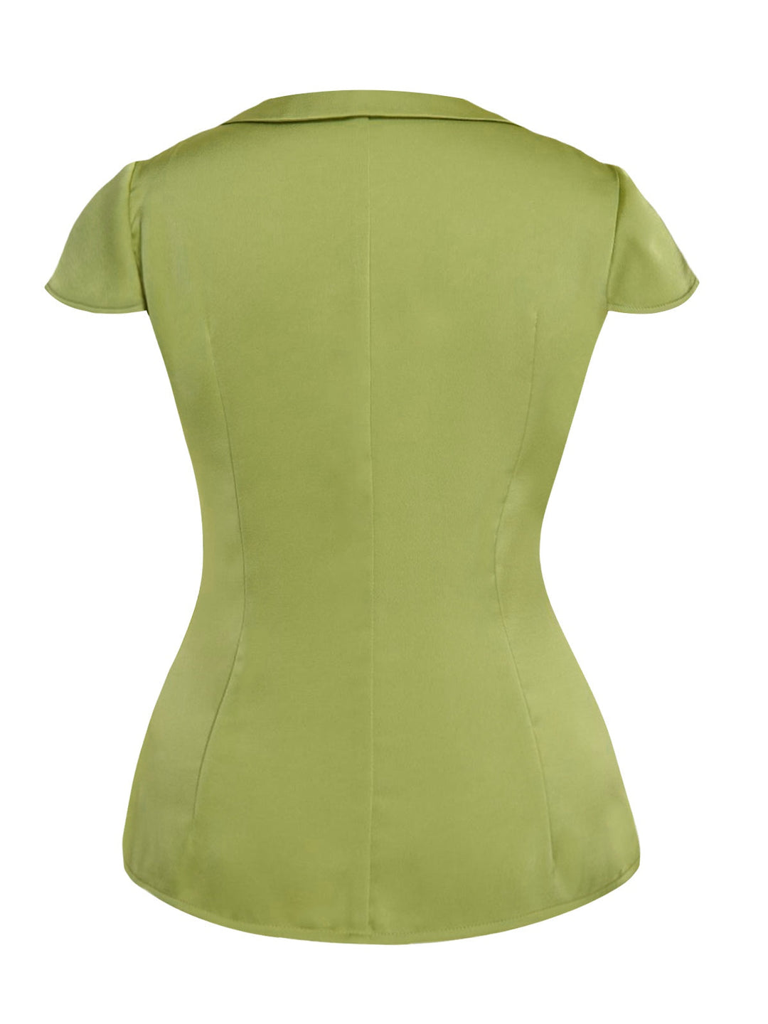 This Green 1940s Satin V-Neck Buttons Shirt brings 1940s soul to her everyday
