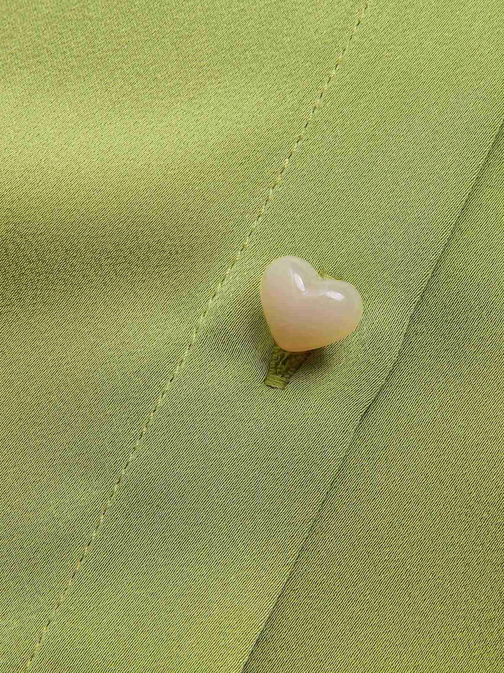 Green 1940s Satin V-Neck Buttons Shirt — 1940s jazz-age spirit for her morning coffee