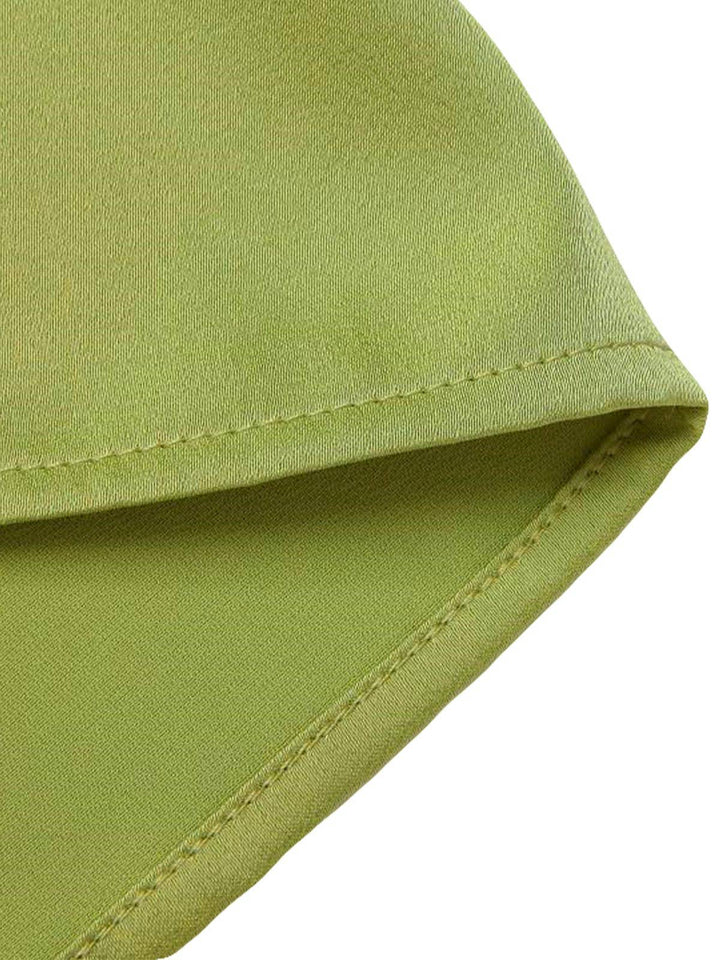Green 1940s Satin V-Neck Buttons Shirt: a 1940s classic that whispers rather than shouts