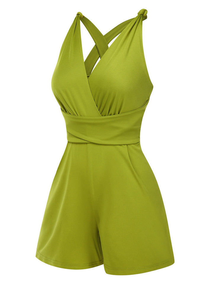 1940s Solid CrossBack Straps Romper | 1940s | vintage romper, retro jumpsuit