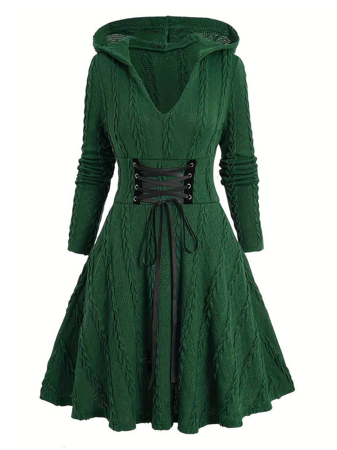 Green 1940s Solid Knitted Hooded Sweater Dress, vintage dress, retro fashion - perfect for women who love vintage and retro fashion