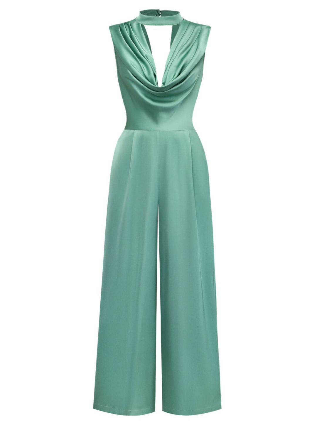 Green 1940s Solid Mock Jumpsuit: beautiful vintage romper, retro jumpsuit, playful style with timeless appeal