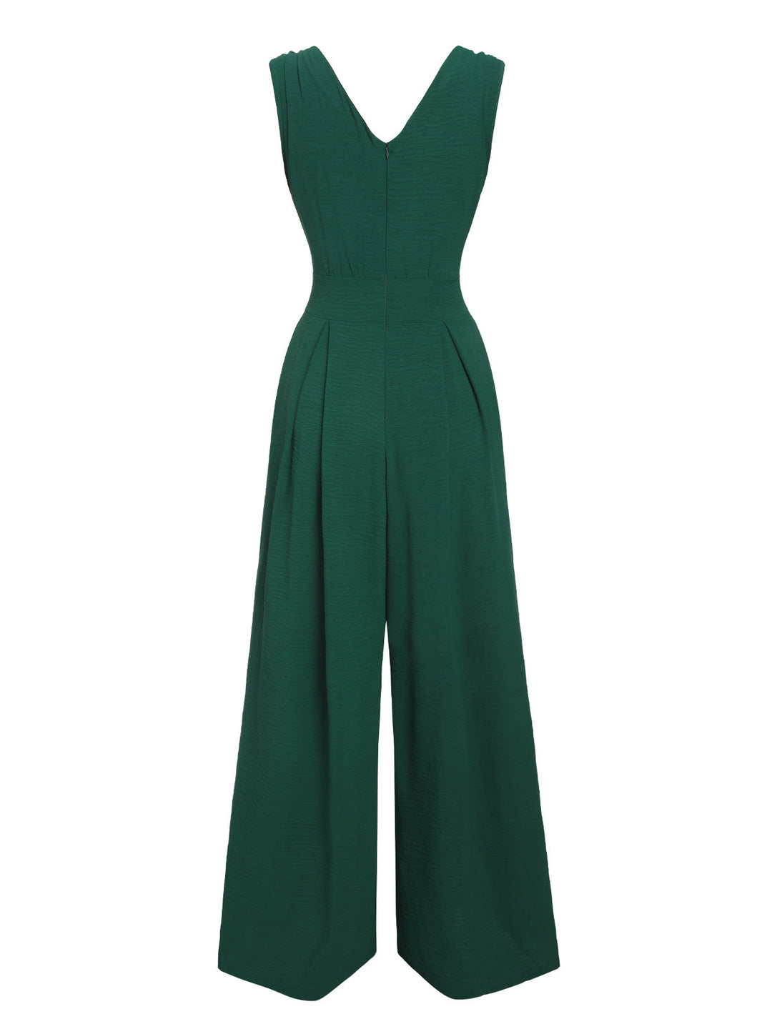Green 1940s Solid V-Neck Wide-Leg Jumpsuit, vintage romper, retro jumpsuit - perfect for women who love vintage and retro fashion