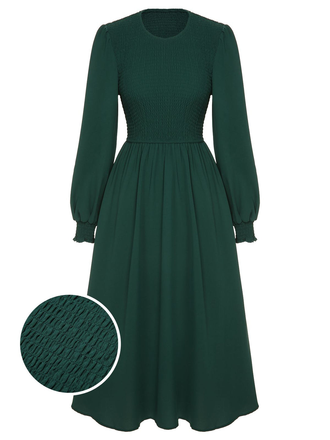 Green 1940s Top Elastic Regular Sleeve Dress: timeless style reimagined