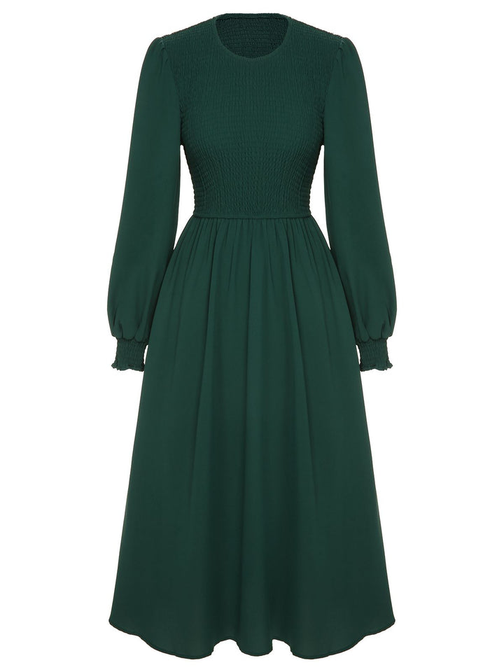 Green 1940s Top Elastic Regular Sleeve Dress — vintage elegance for the modern woman
