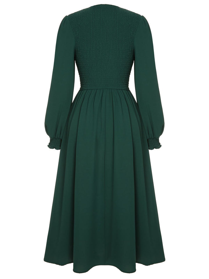 Green 1940s Top Elastic Regular Sleeve Dress — vintage elegance for the modern woman