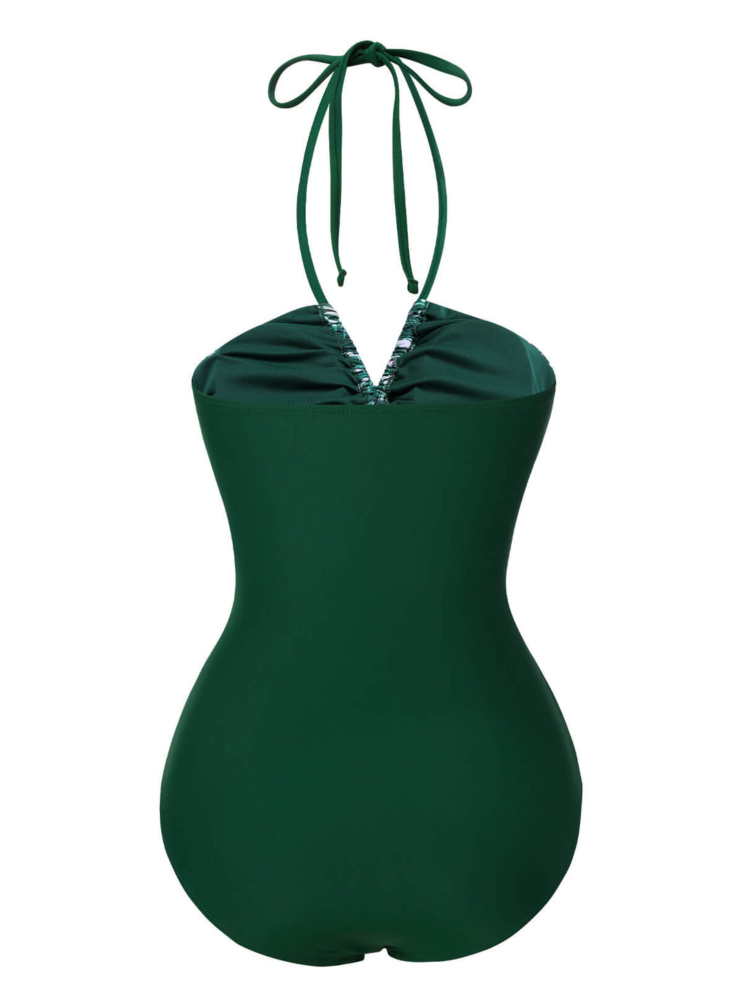 This Green 1940s Tropical Hollow Out One-Piece Swimsuit carries 1940s vacation dreams in every stitch
