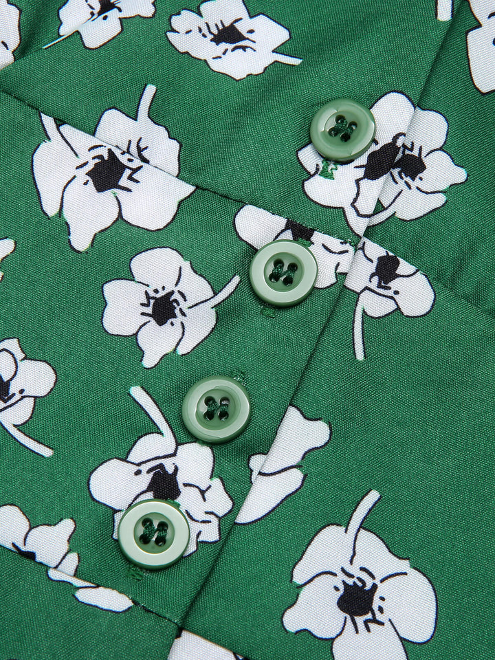 Green 1940s V-Neck Floral Dress, vintage dress, retro fashion, floral print - perfect for women who love vintage and retro fashion