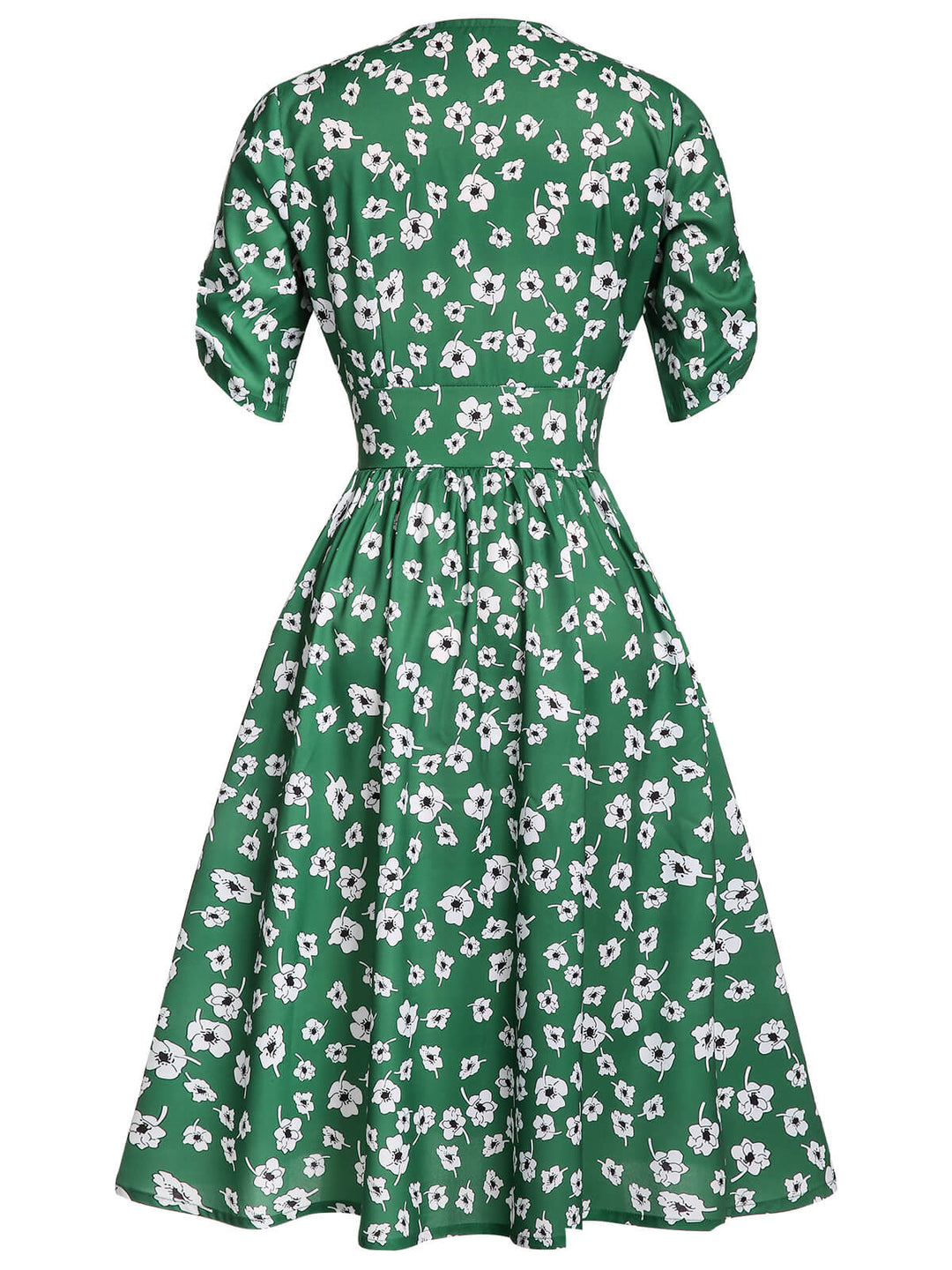 Green 1940s V-Neck Floral Dress, vintage dress, retro fashion, floral print - perfect for women who love vintage and retro fashion