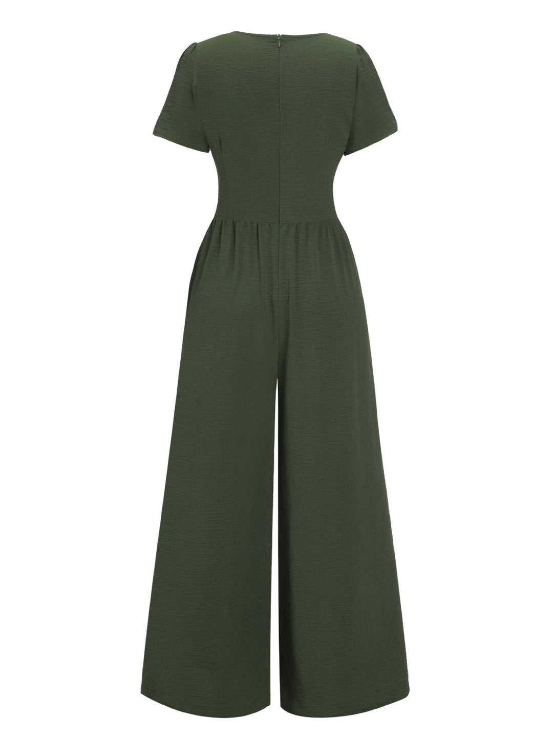 Green 1940s V-Neck Solid Jumpsuit, vintage romper, retro jumpsuit - perfect for women who love vintage and retro fashion