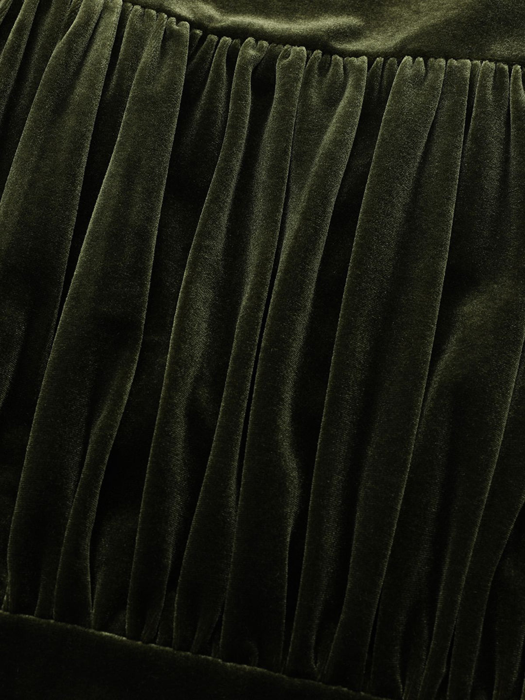 Green 1940s Velvet Deep-V Puff Sleeve Ruched Dress - vintage dress, retro fashion