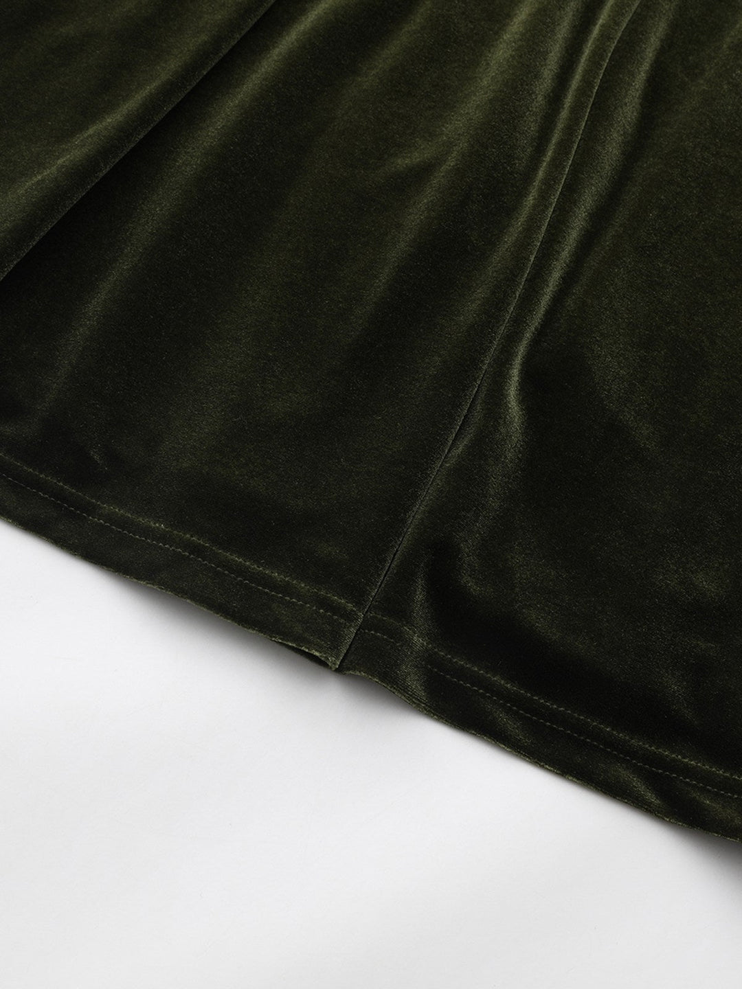 Green 1940s Velvet Deep-V Puff Sleeve Ruched Dress - vintage dress, retro fashion
