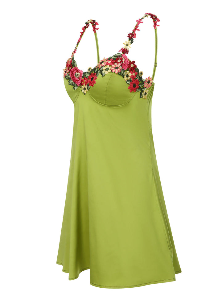 Green 3D Floral Suspender Sleepwear, vintage fashion, retro style - perfect for women who love vintage and retro fashion