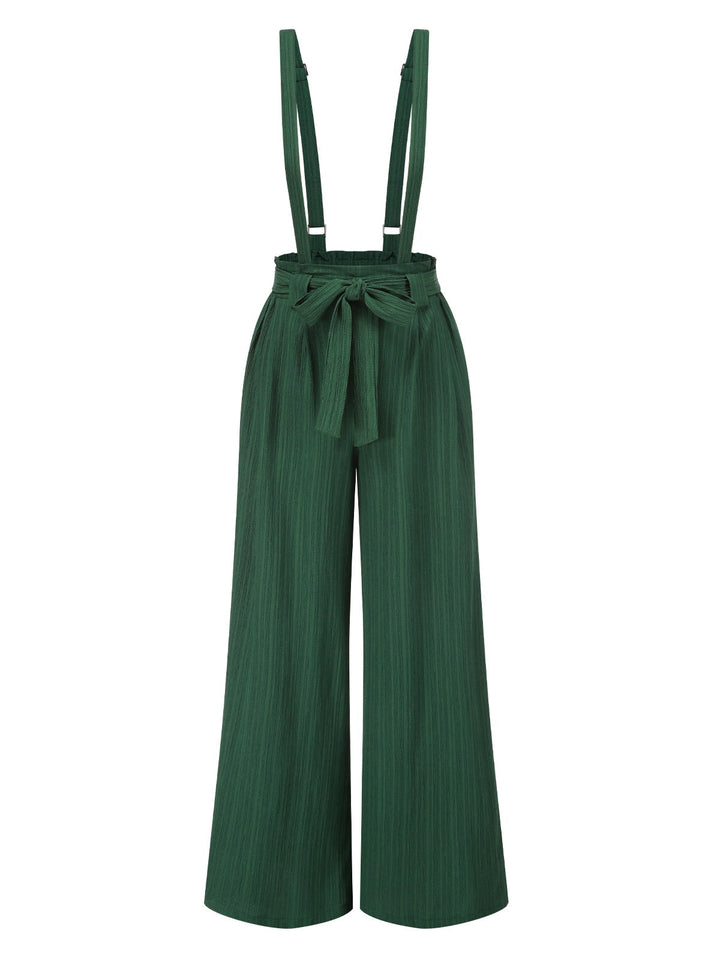 She adds this Green 1950s Belted Straps Wide-Leg Jumpsuit and suddenly it&