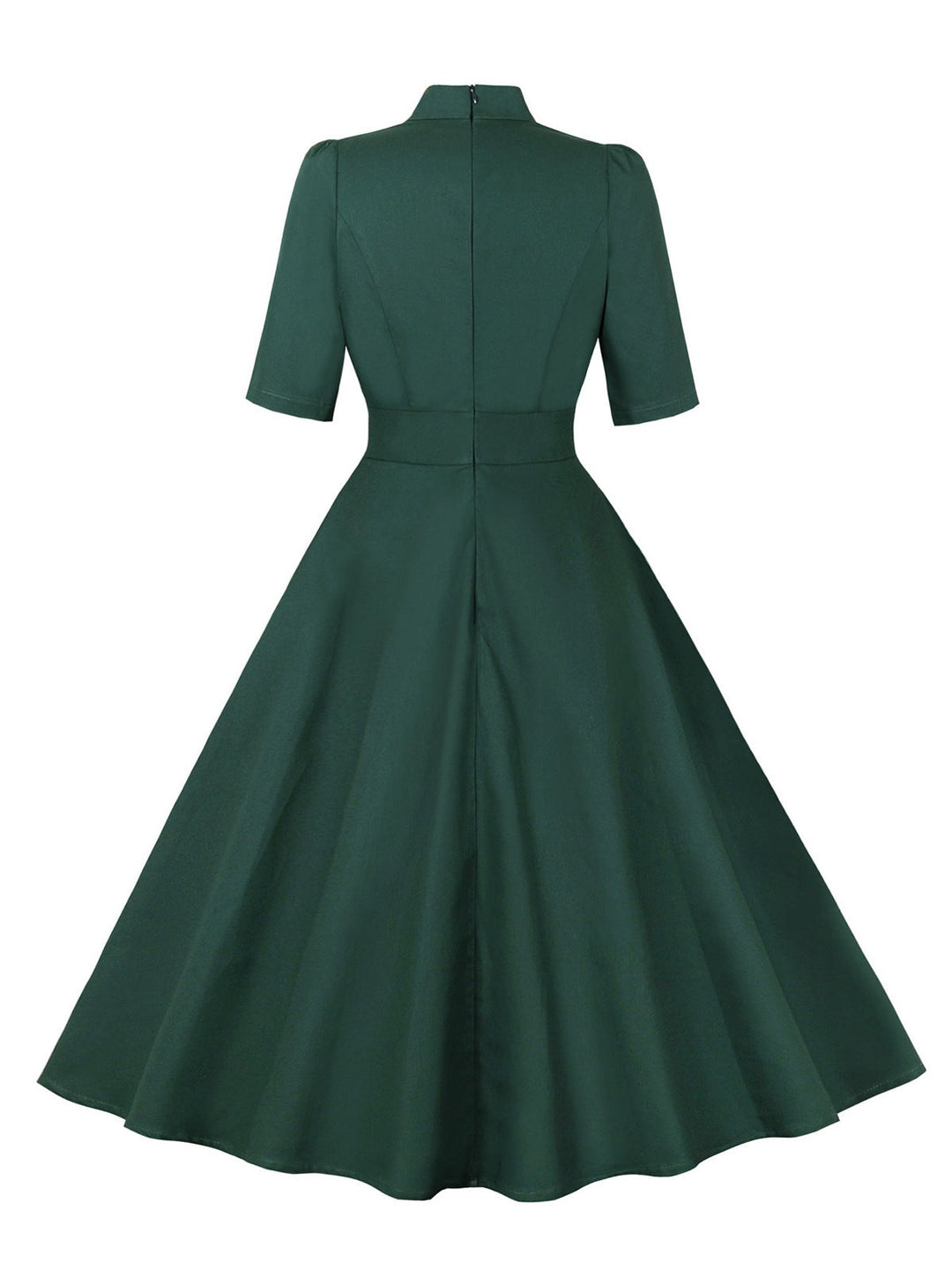 This Green 1950s Cotton Tie Elbow Sleeves Dress wraps her in 1950s elegance, one twirl at a time