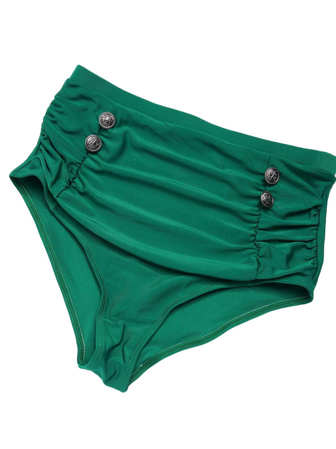 Green 1950s Daisy Strap Pleated Swimsuit — vintage elegance for the modern woman