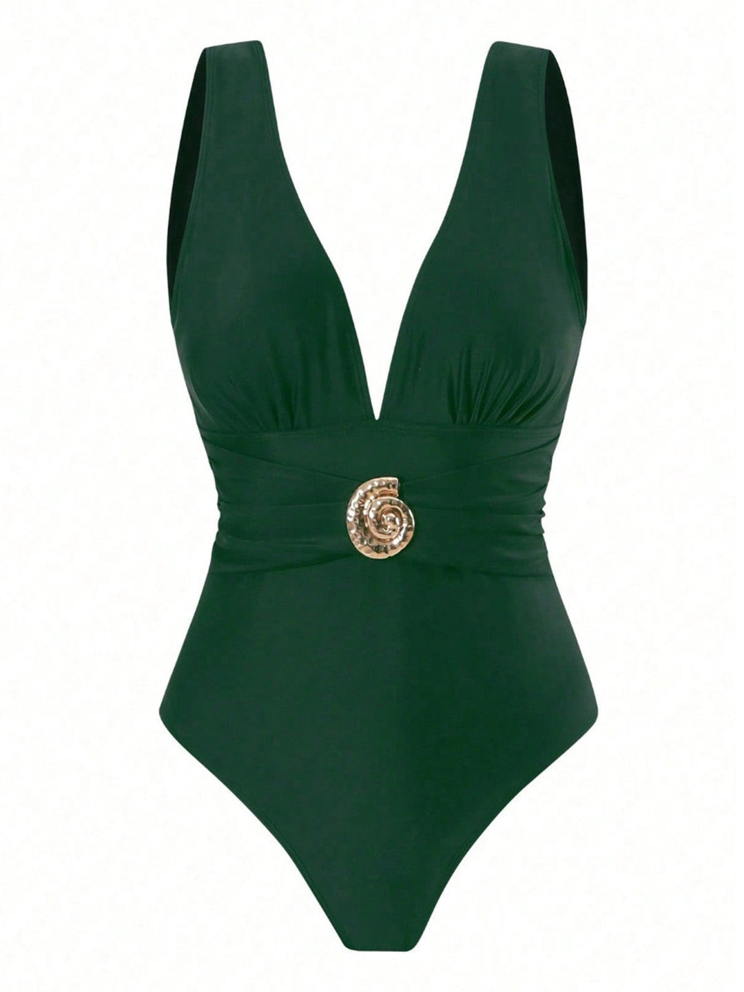 Green Deep V One-Piece Swimsuit &amp; Mesh Cover-Up - vintage swimsuit, swimwear for vintage lovers