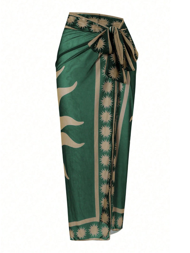 Green Deep V One-Piece Swimsuit &amp; Mesh Cover-Up - vintage swimsuit, swimwear for vintage lovers