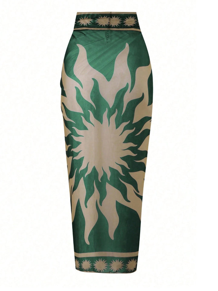 Green Deep V One-Piece Swimsuit &amp; Mesh Cover-Up - vintage swimsuit, swimwear for vintage lovers