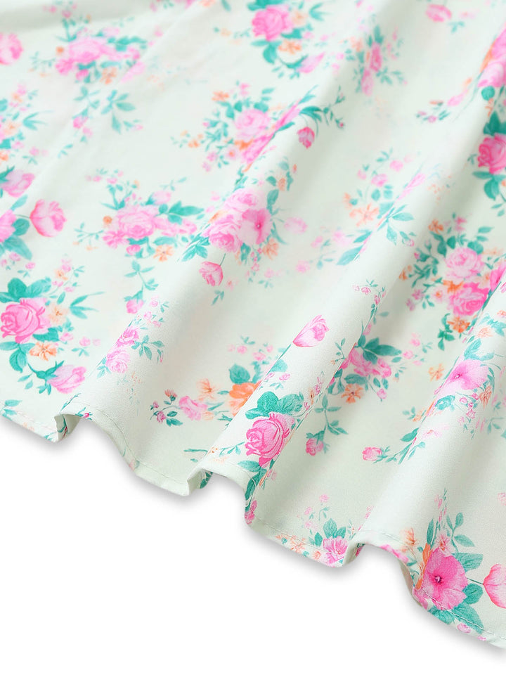 Green 1950s Floral Square Neck Dress 8