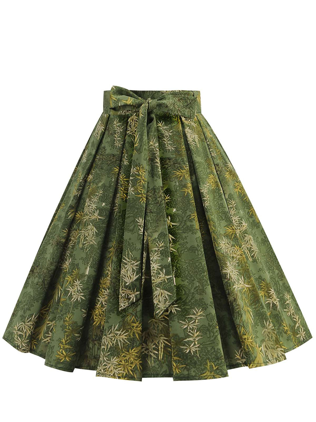 Green 1950s Floral Swing Belted Skirt, vintage skirt, retro style - perfect for women who love vintage and retro fashion