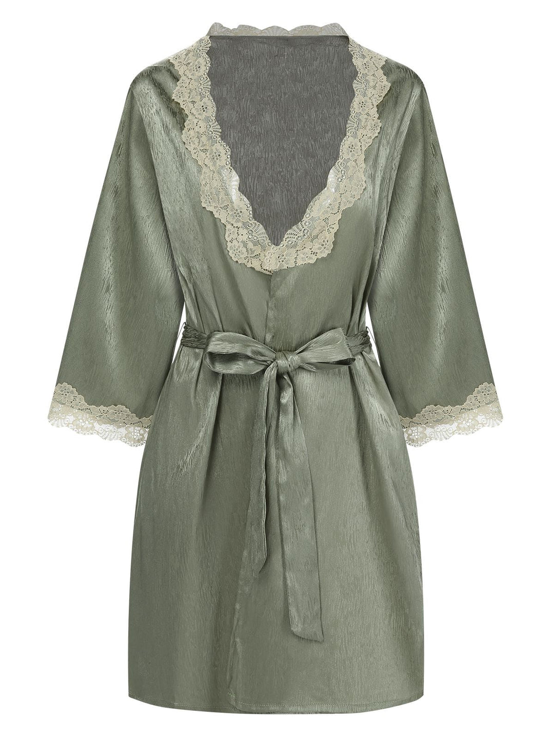 Green Guipure Lace Ruffled Hem Robe, vintage fashion, retro style - perfect for women who love vintage and retro fashion