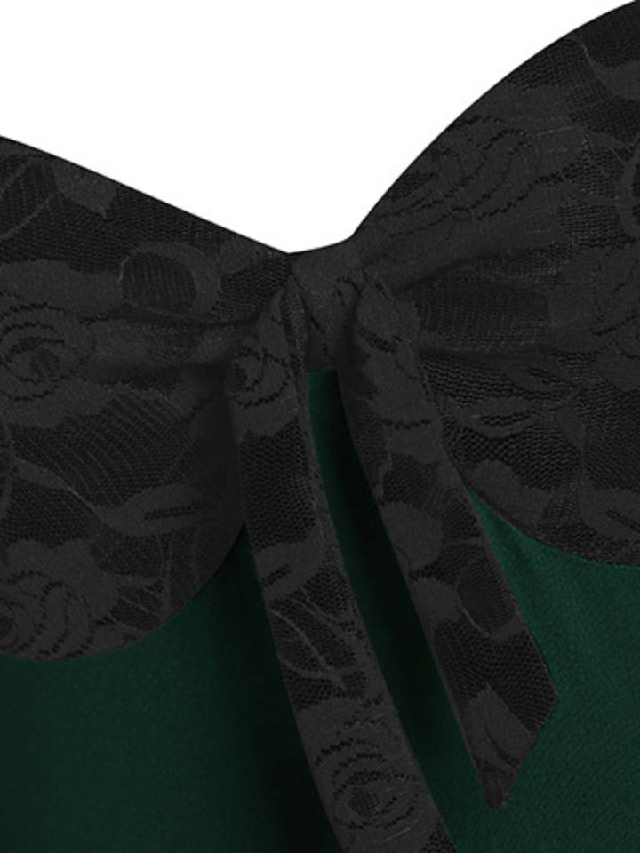 Green 1950s Lace Patchwork Swing Dress, vintage dress, retro fashion, rockabilly, pin-up fashion - perfect for women who love vintage and retro fashion