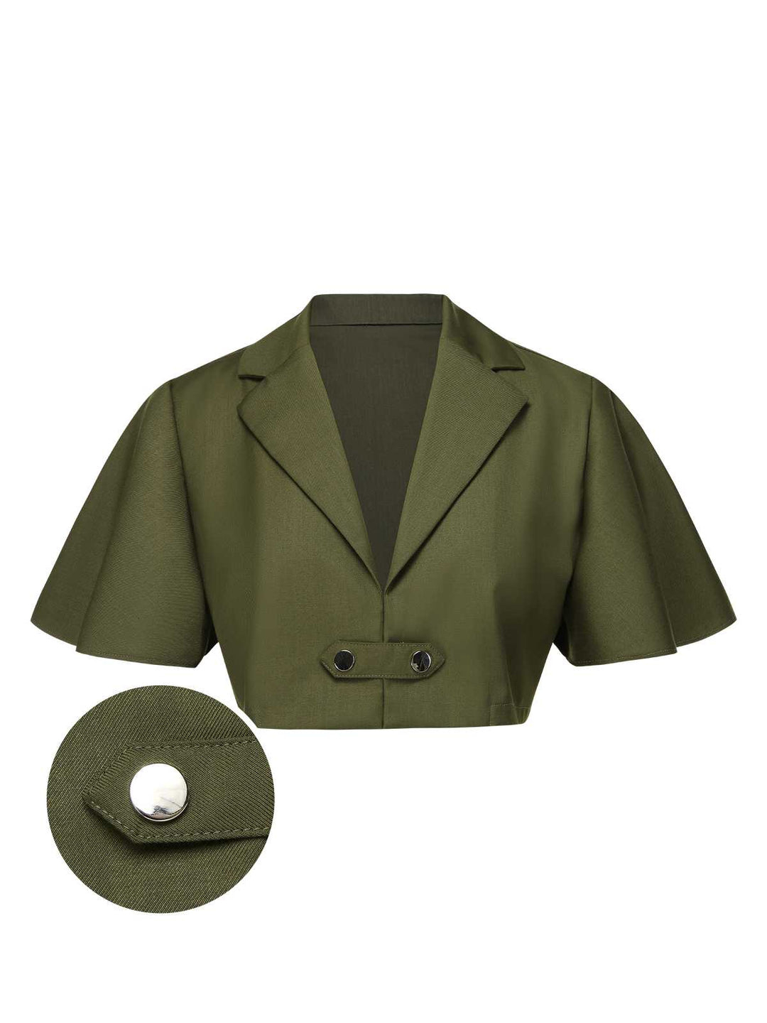 Green 1950s Lapel Solid Cropped Cape - vintage fashion, style