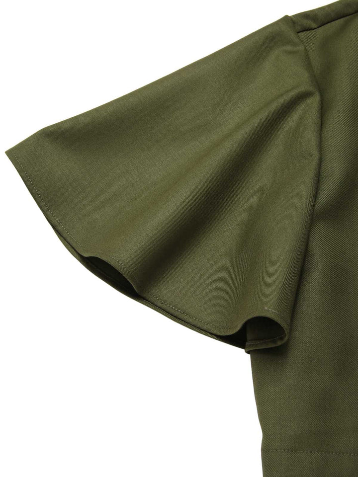 Green 1950s Lapel Solid Cropped Cape - vintage fashion, style