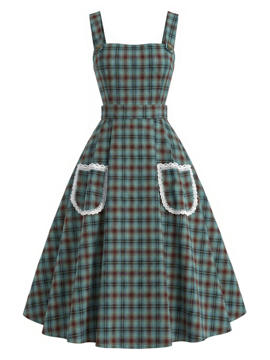 [Pre-Sale] Lake Green Plaid Lace Blouse 2