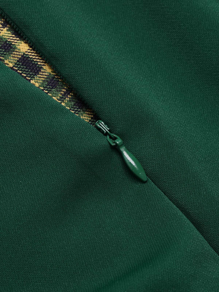 Green 1950s Plaid Patchwork Lapel Dress, vintage dress, retro fashion, rockabilly, pin-up fashion - perfect for women who love vintage and retro fashion